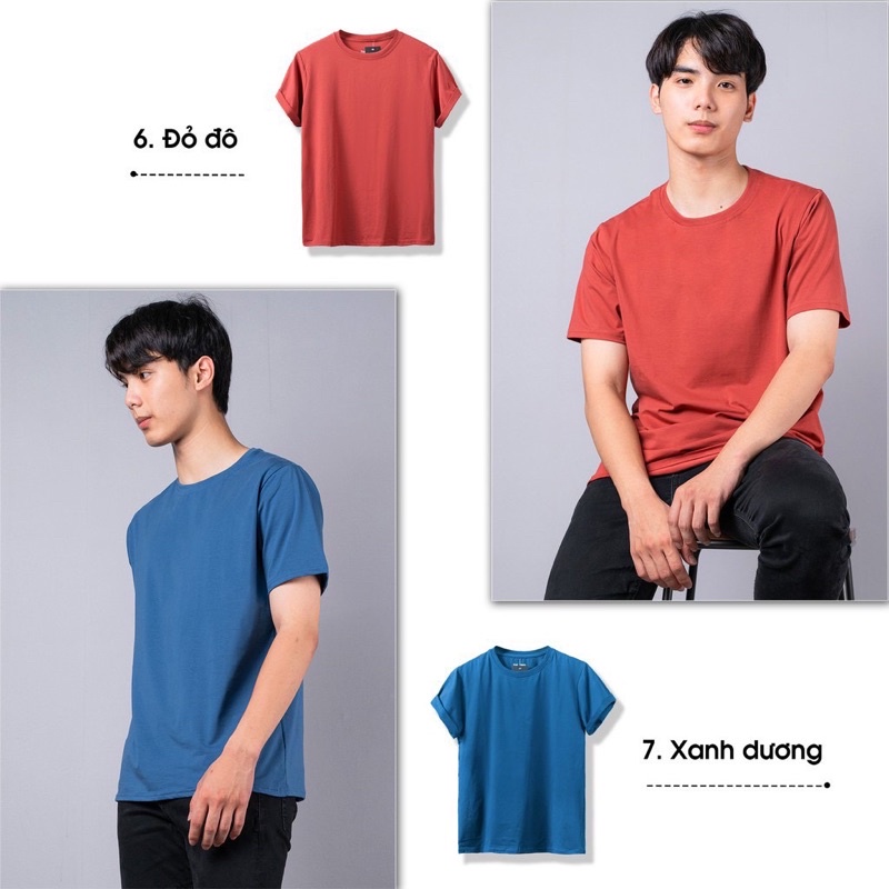 Áo thun Unisex Cotton Basic Tee phông trơn nam nữ tay lỡ oversize form rộng 7 màu | BigBuy360 - bigbuy360.vn