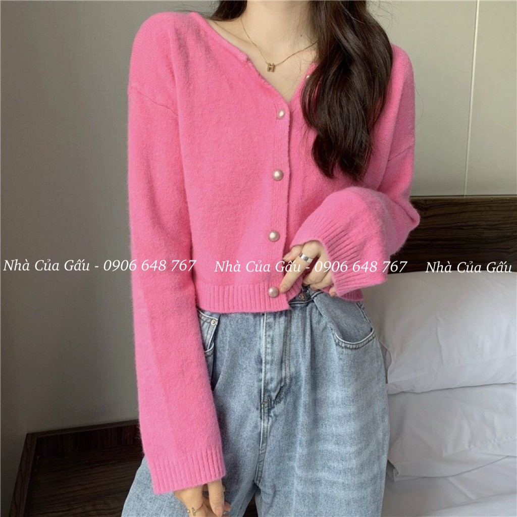 Áo khoác cardigan len cổ tròn, cúc tròn đẹp quên lối về nè