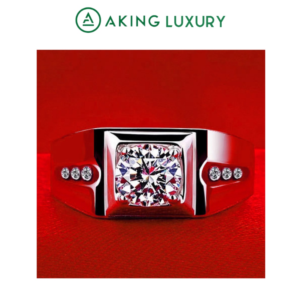 Nhẫn bạc nam AKING LUXURY AK14 cao cấp, nhẫn bạc thiết kế đơn giản làm nổi bật viên đá chủ. Nhẫn nam mới nhất 2021