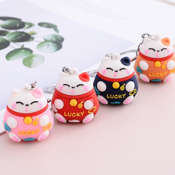 🍉Móc Khóa Mèo Thần Tài May Mắn - Móc Chìa Khóa Lucky Cat Đáng Yêu DUASHOP.