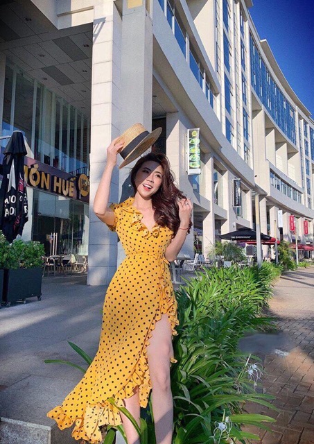 ĐẦM MIDI CHẤM BI XẺ TÀ
