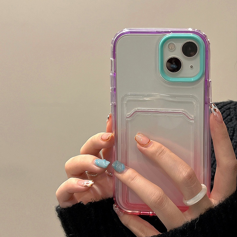 Ốp Điện Thoại Màu Gradient 3 Trong 1 Chống Sốc Cho iPhone 14 13 12 11 Pro Max Mini XS XR X 8 7 Plus + SE 2020