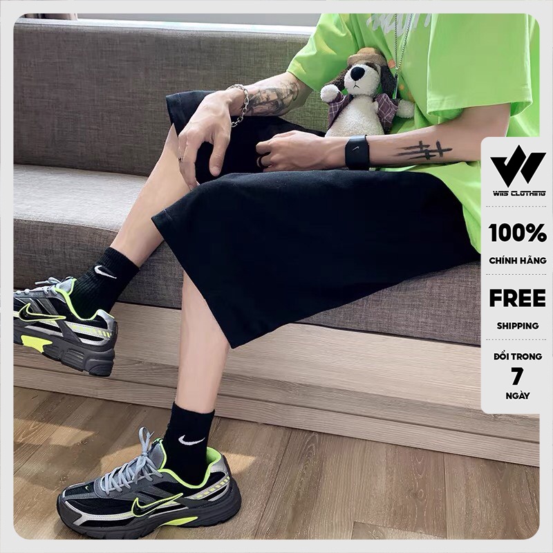 Quần short thun nam ống rộng WIIS unisex Trơn quần đùi lửng thời trang nam nữ ulzzang