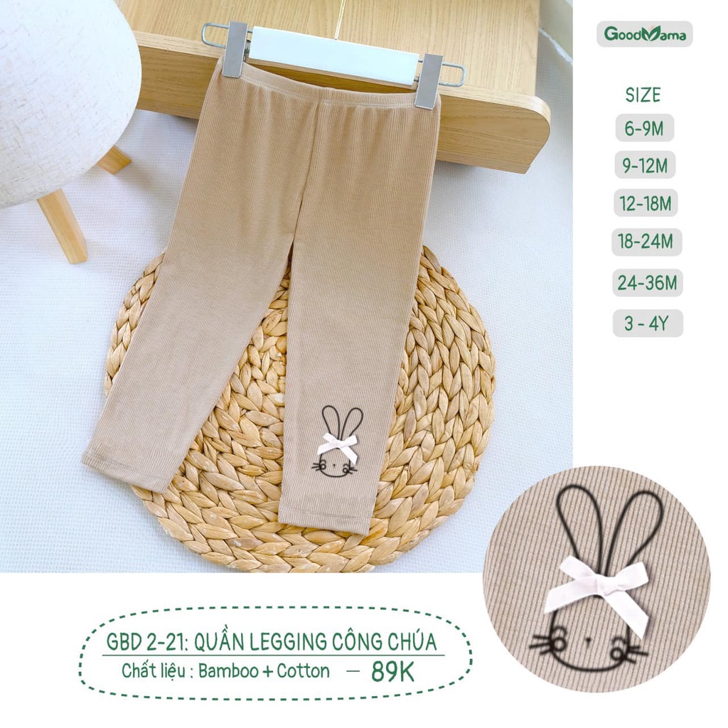 Quần legging tăm nhật Good mama bé gái 9m-4y