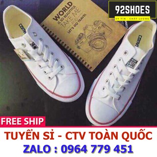 [Free ship] Giày thể thao cv classic trắng cổ thấp hàng đẹp