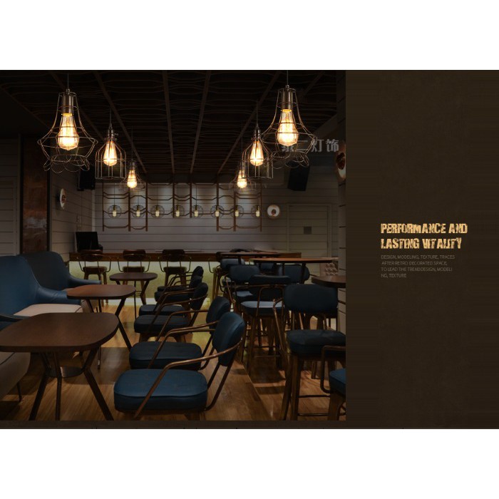 Đèn thả khung sắt nghệ thuật, đèn thả bàn ăn TSIB (gồm bóng)