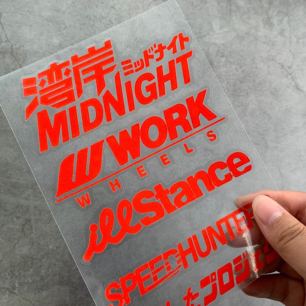 1 cái JDM Phản chiếu Hình dán ô tô Tia laze NỬA ĐÊM Kính chắn gió đề can Cửa xe Trang trí Hình dán