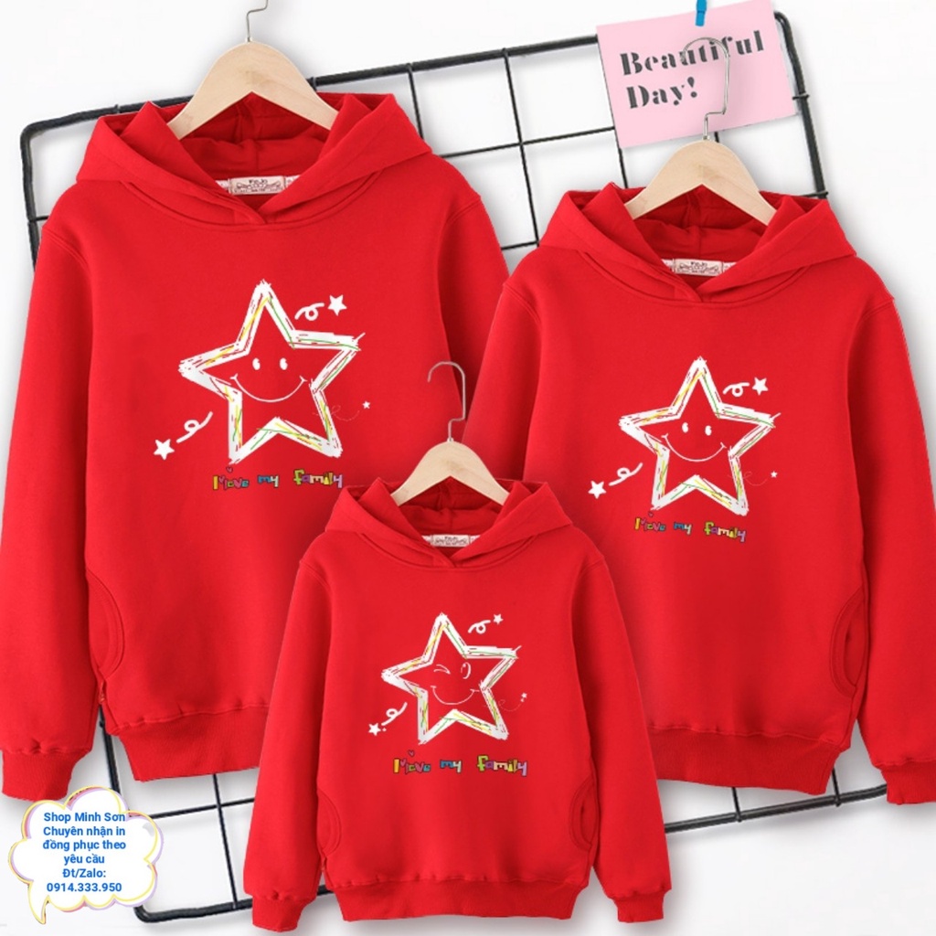 🌟VIDEO ÁO NỈ HOODIE, NỈ MŨ GIA ĐÌNH LUCKY STAR, ÁO ĐÔI  LOẠI 1 ĐỦ MÀU ĐỦ SIZE