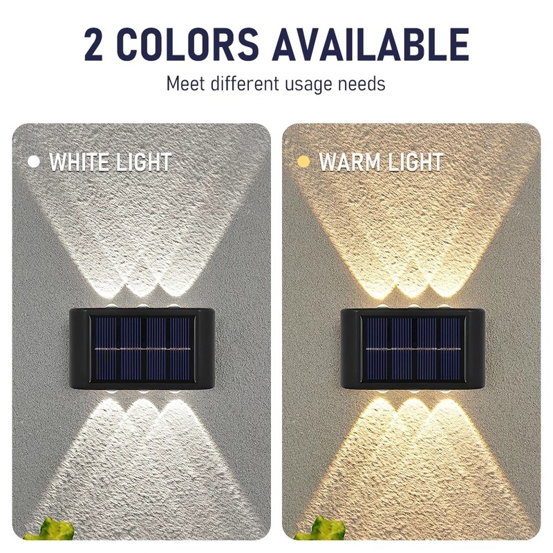 Đèn LED 6 Bóng Gắn Tường Sử Dụng Năng Lượng Mặt Trời Chống Mưa Dùng Trang Trí Sân Vườn