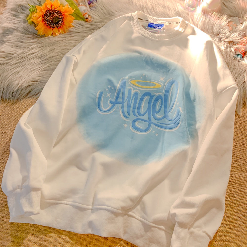 NRVP Áo sweater tay dài dáng rộng phong cách Hàn Quốc thời trang dành cho nữ