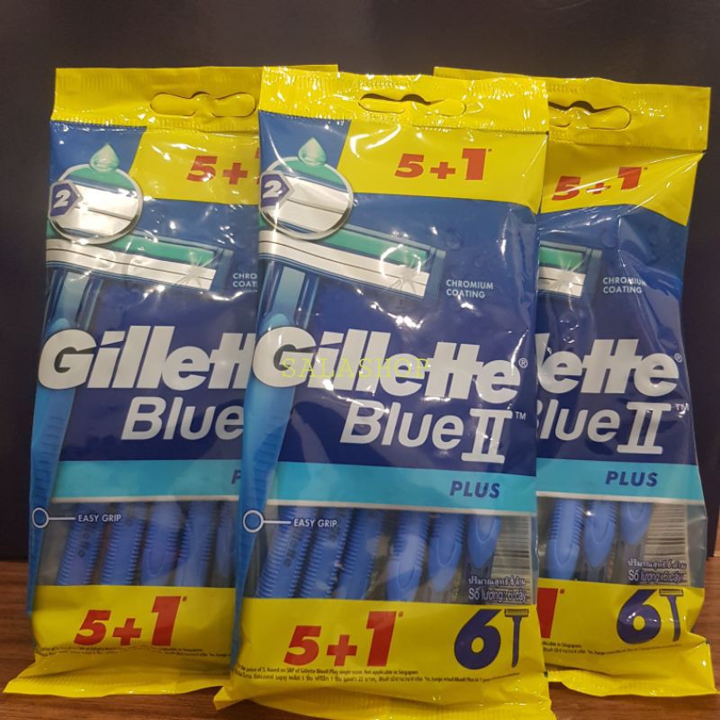 Bộ 6 cây dao cạo râu 2 lưỡi Gillette Blue II Plus