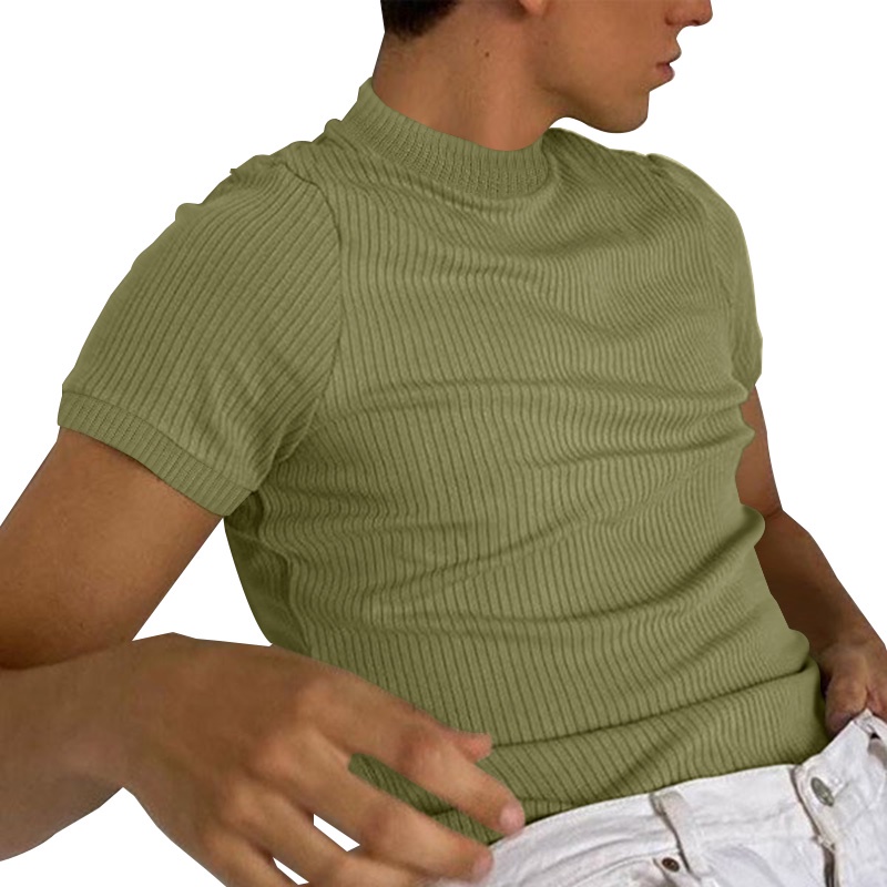 Áo thun INCERUN ngắn tay cổ tròn màu trơn thời trang mùa hè cho nam 2 màu tùy chọn