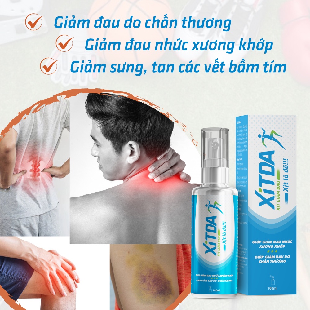 XITDA  - Xịt giảm đau xương khớp - Giúp giảm đau nhức xương khớp, vai gáy, đau dây thần kinh tọa, giảm sưng, tan bầm tím