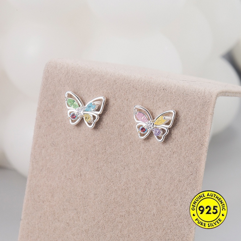 Bông Tai Hình Bướm Đính Pha Lê Nhiều Màu Sắc Ngọt Ngào Cho Nữ