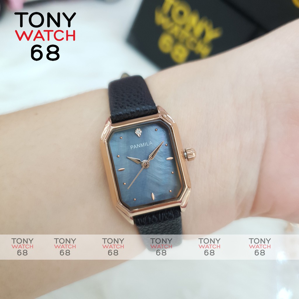 Đồng hồ nữ đeo tay Panmila dây da mặt vuông mini mạ viền vàng chính hãng Winsley giá rẻ đẹp | BigBuy360 - bigbuy360.vn