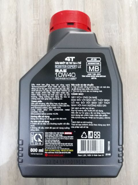 Dầu nhớt cao cấp xe tay ga Motul Scooter Expert LE 10W-40 800ml