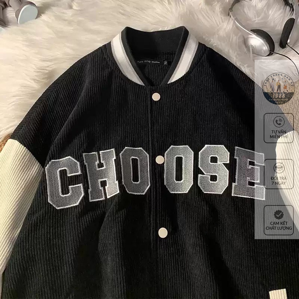 Áo Bomber Choose ❤ Áo Khoác Nhung Tăm Unisex Form Rộng