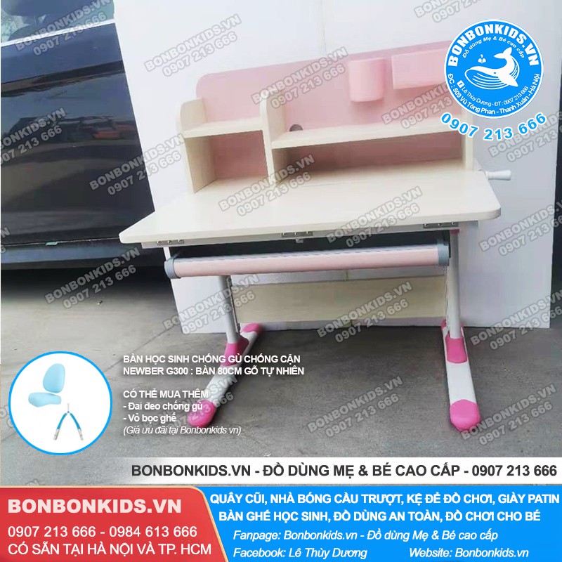 Bộ bàn ghế học sinh 80cm gỗ tự nhiên Newber G300, Ghế Hello Kitty thông minh | BigBuy360 - bigbuy360.vn