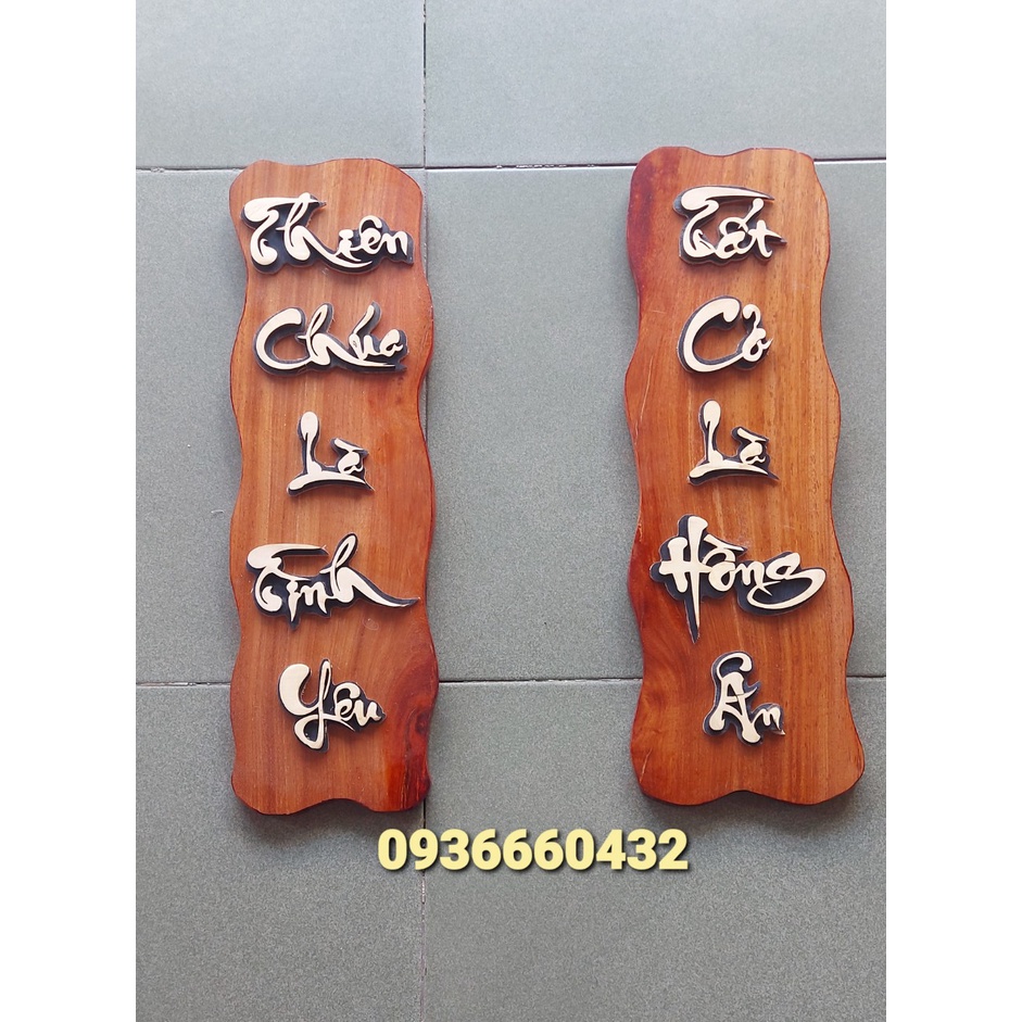 CẶP CÂU ĐỐI GỖ GÕ ĐỎ KÍCH THƯỚC 50 X 15  DÀY 1CM