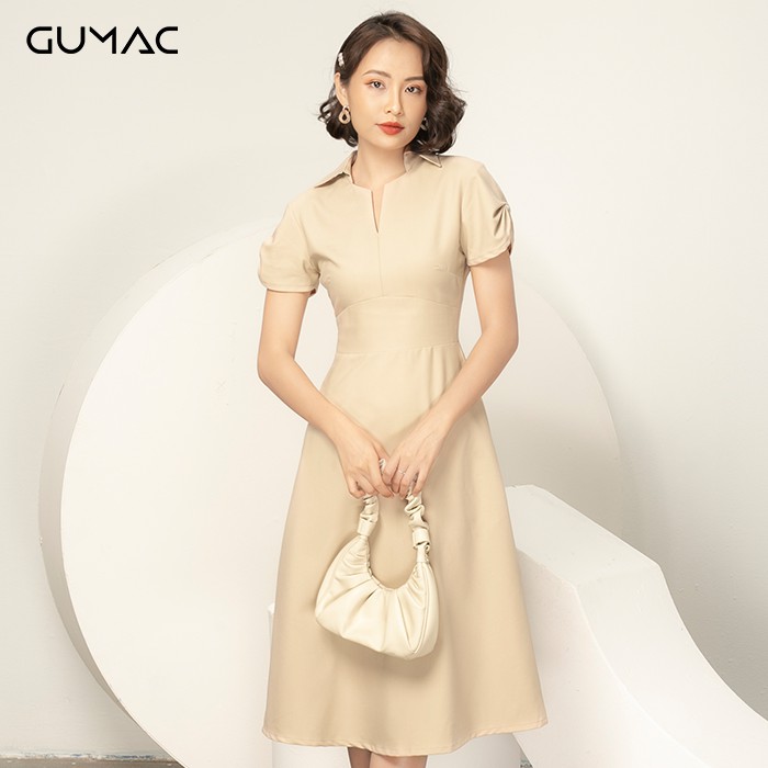 Đầm cổ V bản lật GUMAC DA973
