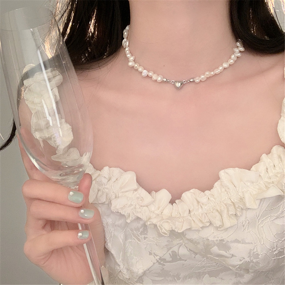 Vòng cổ Baroque Đính Ngọc Trai Nhân Tạo Hình Trái Tim Sang Trọng Cho Nữ