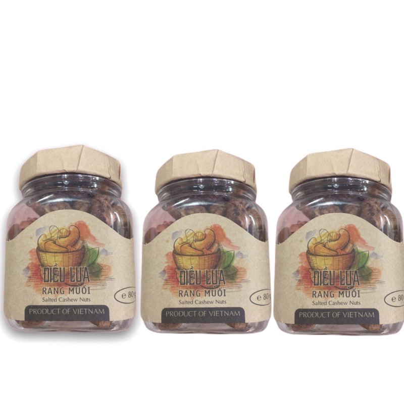 SET QUÀ 3 HŨ ĐIỀU LỤA RANG MUỐI DELUXNUTS ( 80g /Hũ)