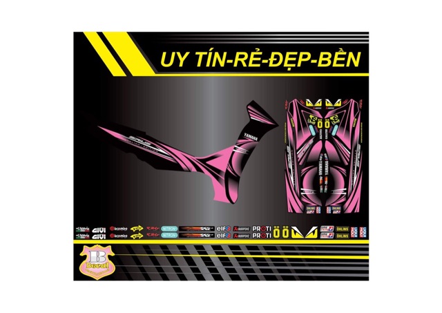 Tem rời Sirius mẫu zin dán xe đen tặng kèm logo