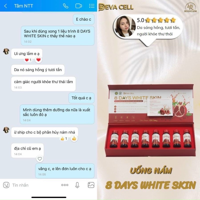 Nước uống trắng da mờ nám 8 days white skin