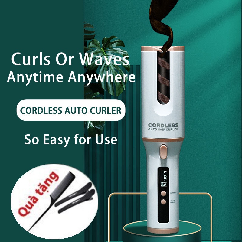 Máy Uốn Tóc Xoăn Tự Động Không Dây 360 độ máy làm tóc xoăn sóng mini cầm tay 3 in 1 chỉ 6s，thay đổi hình dạng tùy ý