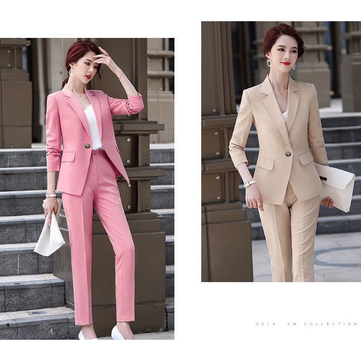 Set Vest Nữ ❤️𝑭𝑹𝑬𝑬𝑺𝑯𝑰𝑷❤️ Bộ Vest Nữ Công Sở Phong Cách Hàn Quốc 3 Màu Gồm Áo Tay Dài Và Quần Dài | BigBuy360 - bigbuy360.vn