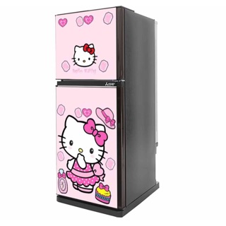 Decal dán tủ lạnh Mèo kitty hồng