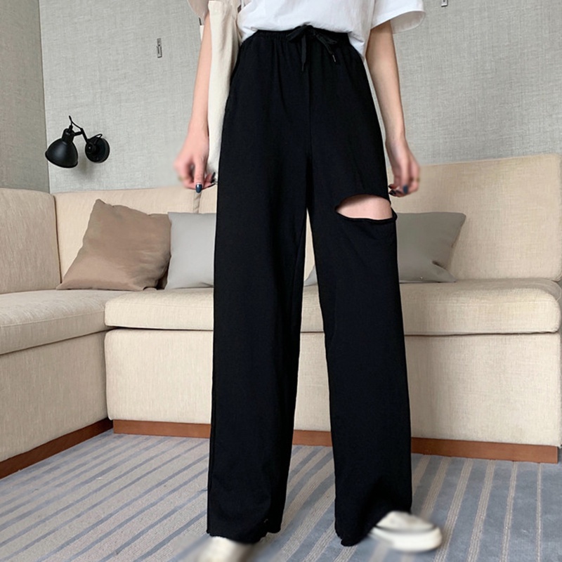 Quần Dài Nữ Ống Rộng Lưng Cao Màu Trơn Thời Trang