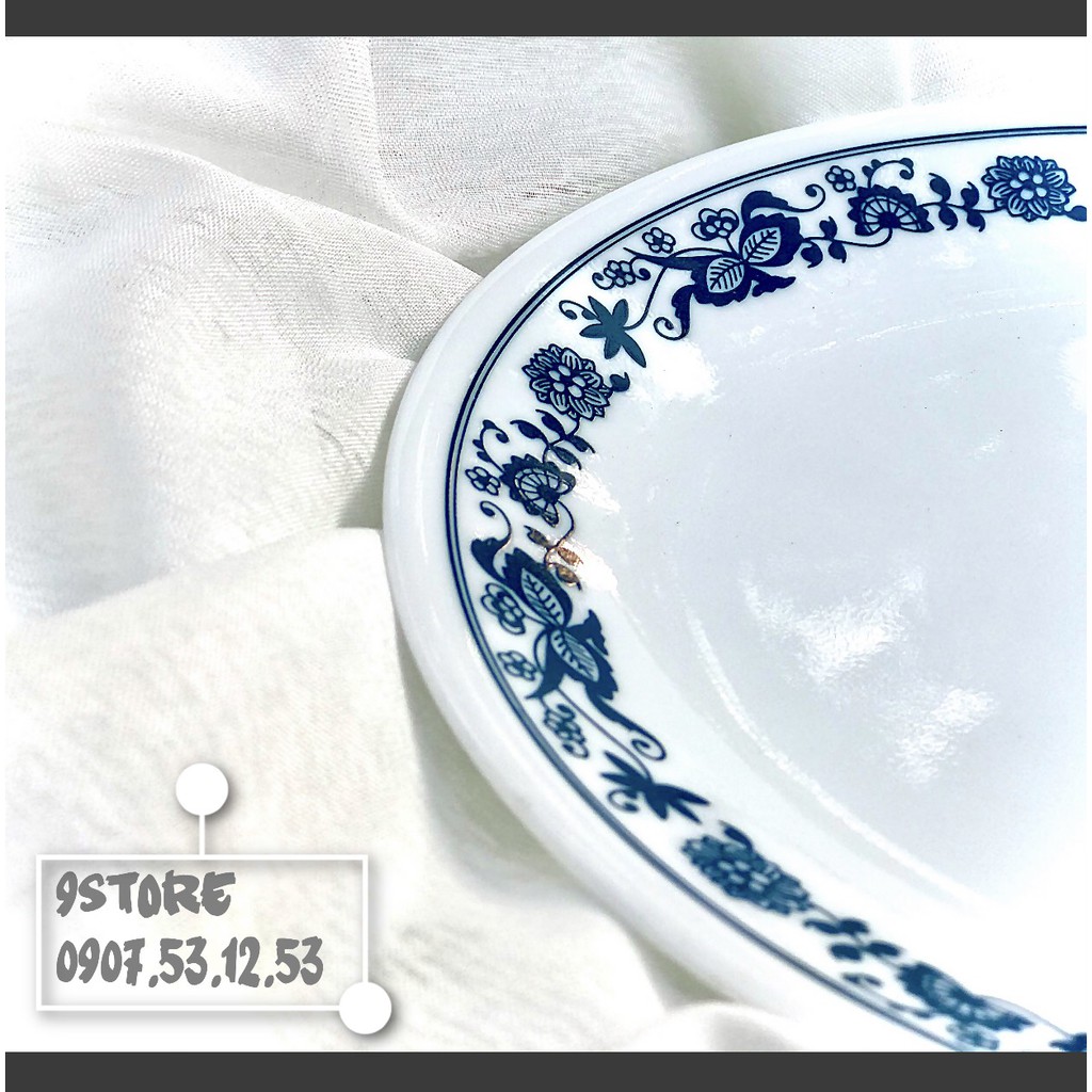 Dòng Corelle thượng hạng - Tô bát đĩa gốm thủy tinh Mỹ Corelle Vintage Old Town Blue