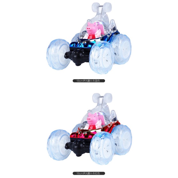 Xe ô tô đua 4 bánh Heo Peppa  lăn xoay 360 độ điều khiển từ xa có đèn nhạc MH: 9000000129-9000000130