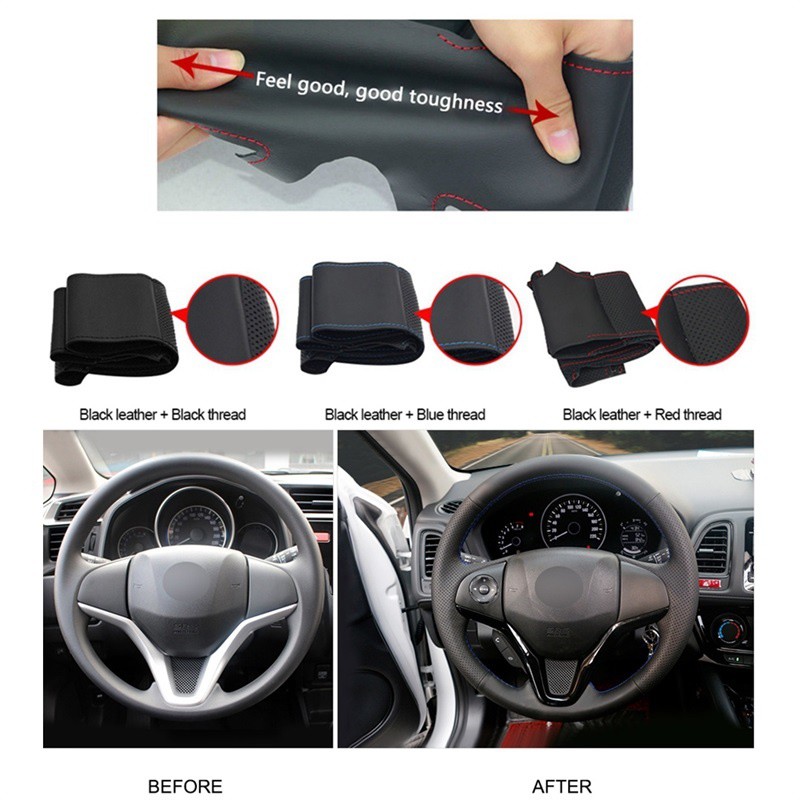 MICROFIBER Bọc Vô Lăng Xe Hơi Honda City 2014-2019 Fit 2014-2019 Jazz 2014-2019 Hr-V Hrv 2016