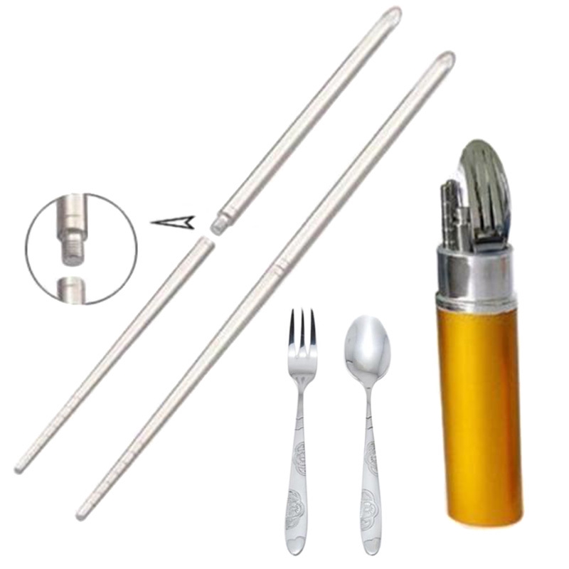 Bộ muỗng nĩa du lịch gấp gọn bằng thép không gỉ kèm hộp