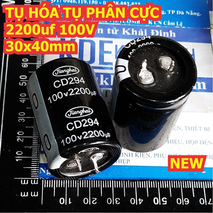 TỤ HÓA, TỤ PHÂN CỰC 2200uf 100V TỤ SỪNG 25x35mm 30x40mm kde1838