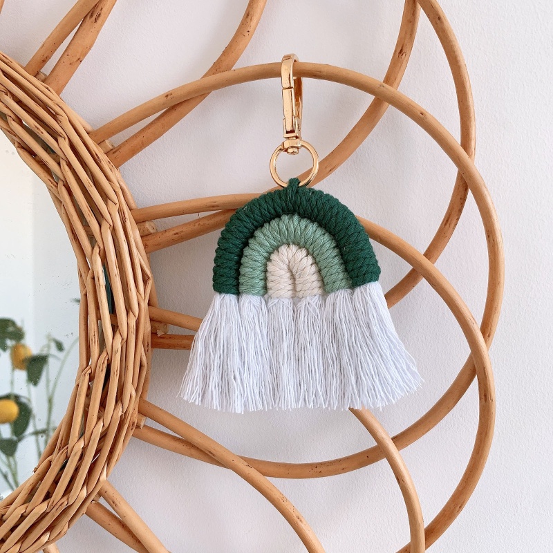 ✿ Móc Khóa Macrame Màu Cầu Vồng Phong Cách Boho Dành Cho Nam Nữ