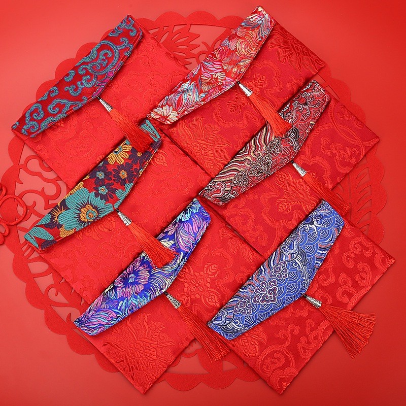 Bao lì xì vải gấm thêu chỉ nổi (hàng cao cấp), bao lì xì tết