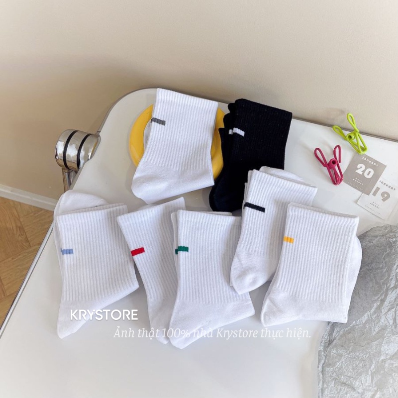 Set 5 đôi tất vớ thanh màu nam nữ cotton basic Krystore , vớ thể thao chất đẹp ST04