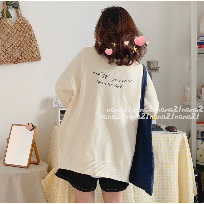 [ Hàng có sẵn ] Cadigan Khoác len chất dày form rộng thêu chữ_KL2 | BigBuy360 - bigbuy360.vn