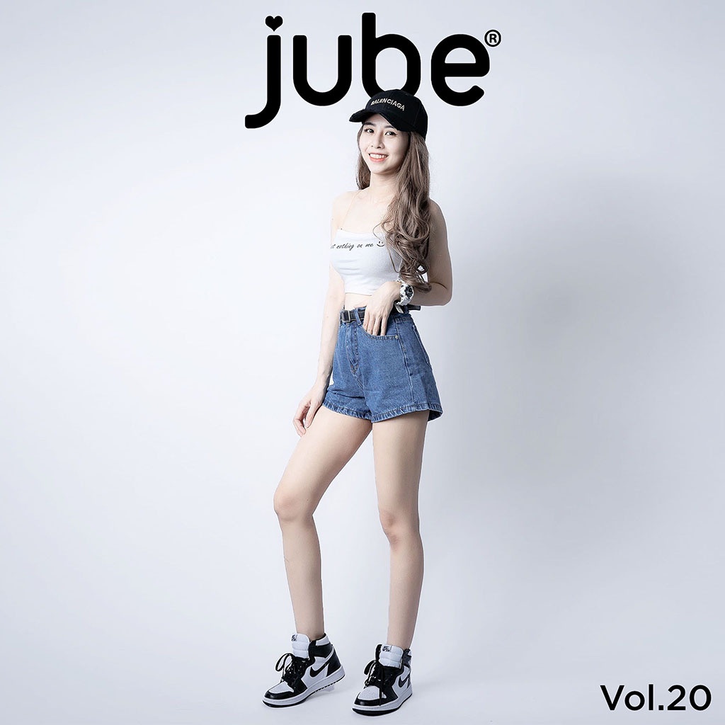 Quần Short Jean Nữ Lưng Cao JUBE Vol.20, Quần Đùi Bò Nữ Trơn Basic Vải Jean Cotton Không Co Giãn. BST Good Girl Gone Bad