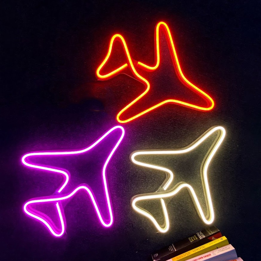 Đèn led Neon trang trí hình Máy Bay | Đèn neon trang trí phòng ngủ, treo tường