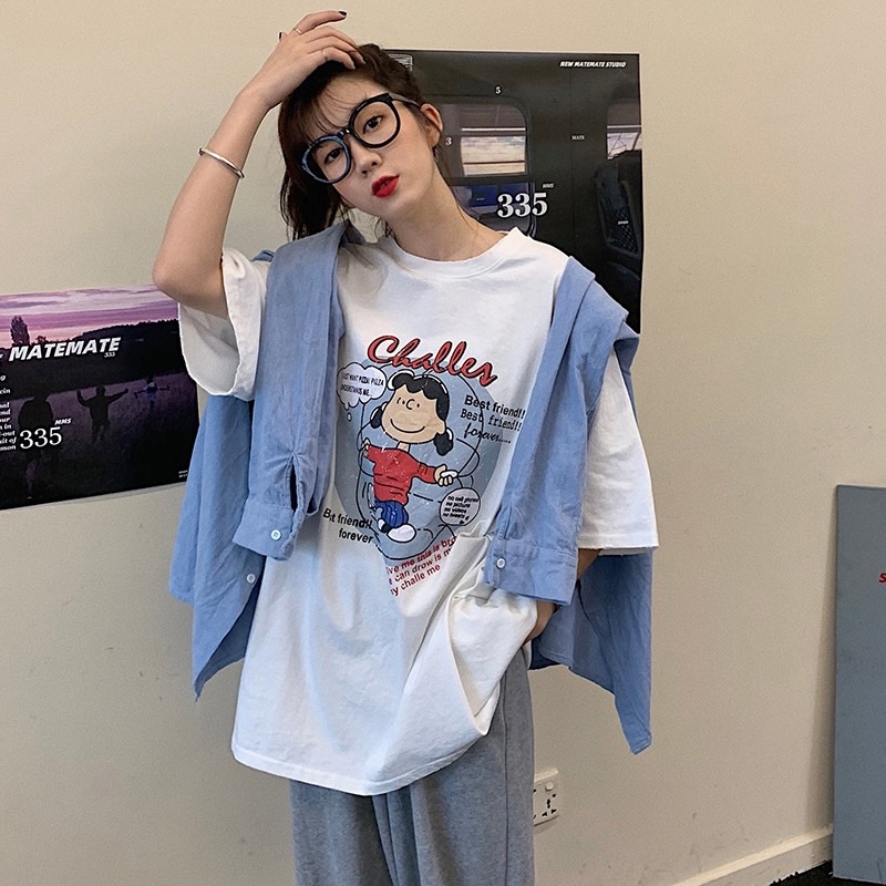 Áo phông nam nữ, áo thun tay lỡ shopcossi chất cotton in hình challer