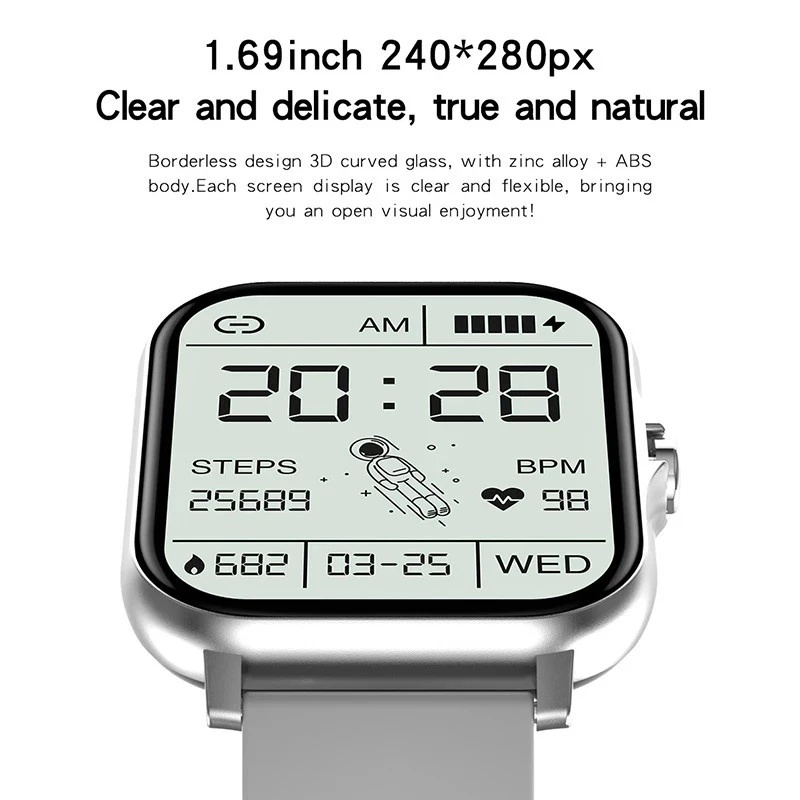 Đồng Hồ Thông Minh TZUZL Bluetooth Màn Hình 1.69 Inch Theo Dõi Nhịp Tim