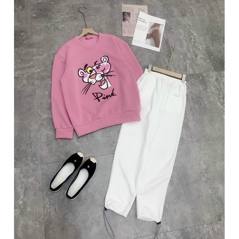 Áo Sweater báo hồng cổ tròn hot hit - chất thun nỉ ngoại mềm mịn | BigBuy360 - bigbuy360.vn