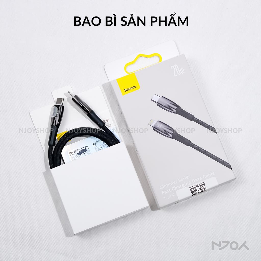 Cáp Sạc Nhanh 20W PD Đèn Led Báo Sạc Cho IP14/13/12/12/11 Chính Hãng Baseus Glimmer Type C to L Njoyshop