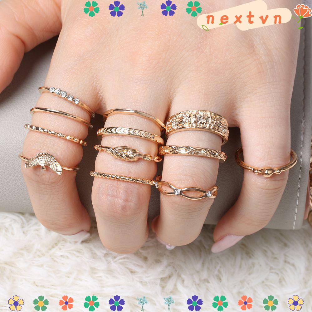 Set 12 Nhẫn Khớp Ngón Tay Nhiều Kiểu Dáng Phong Cách Boho