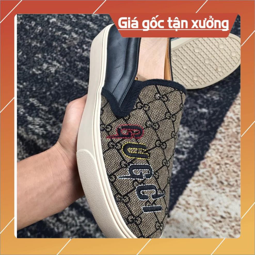 Giày Lười Nam Slipon GC- Vải Cao Cấp vs Da Bò-G1