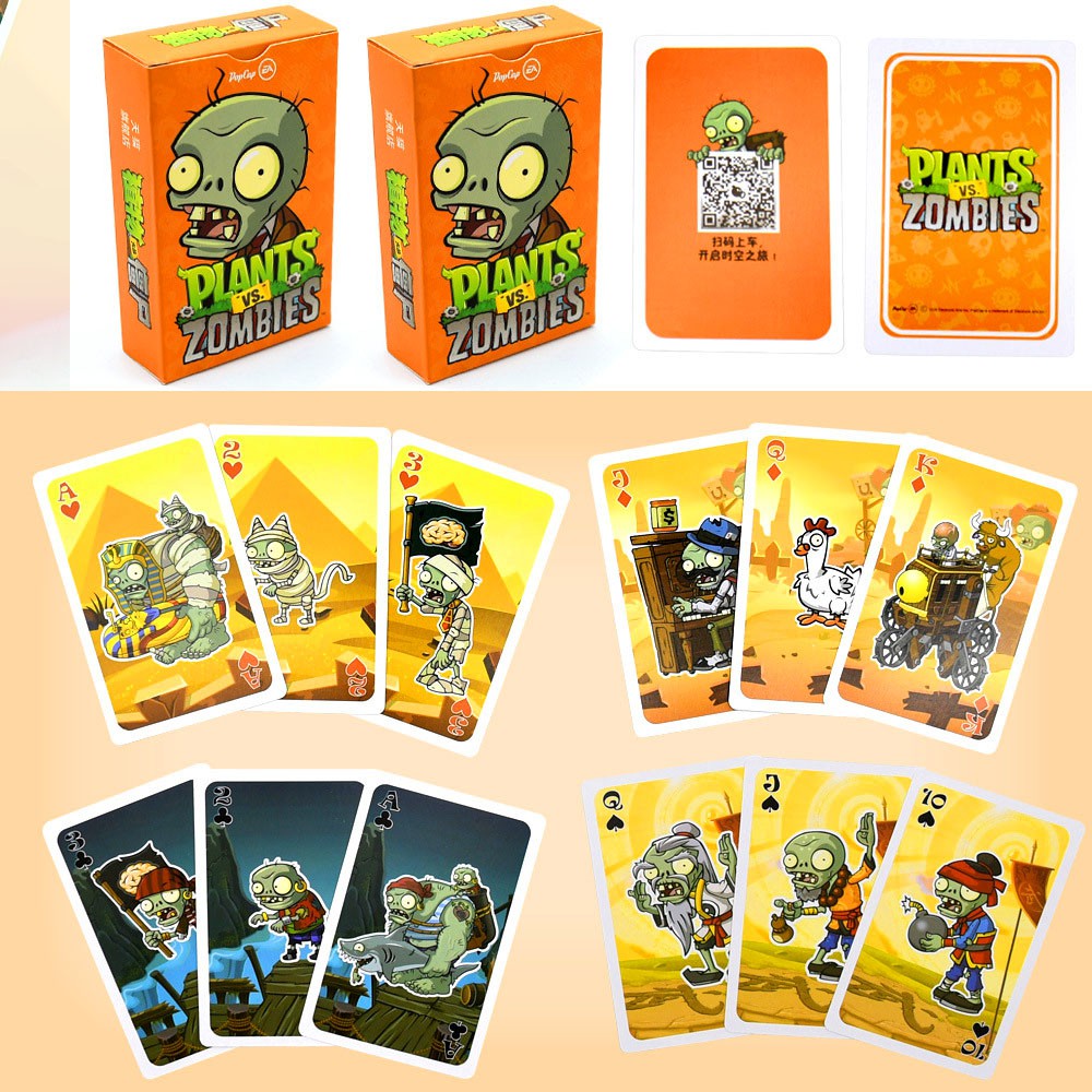 Bộ bài Tây Plants VS Zombies , bộ Tú người cây và quái vật 54 lá in hình anime manga dễ thương siêu độc đá